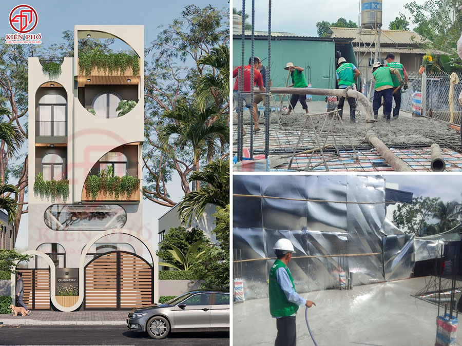 [Đang thi công] Thi công xây dựng nhà phố 1 trệt 1 lửng 2 lầu nhà anh Quang ở Bình Dương
