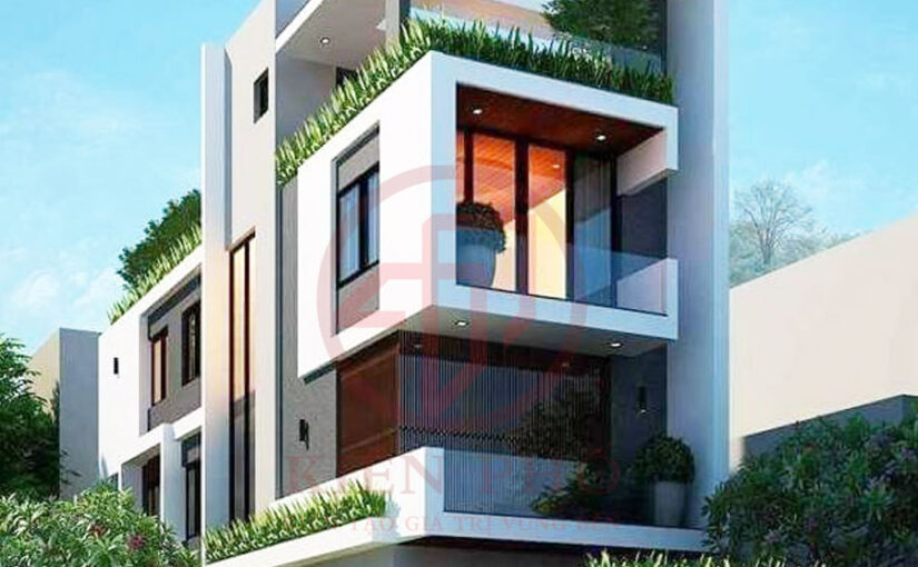 Mẫu thiết kế nhà phố 1 trệt 2 lầu tum sân thượng nhà anh Toàn ở Quận 4