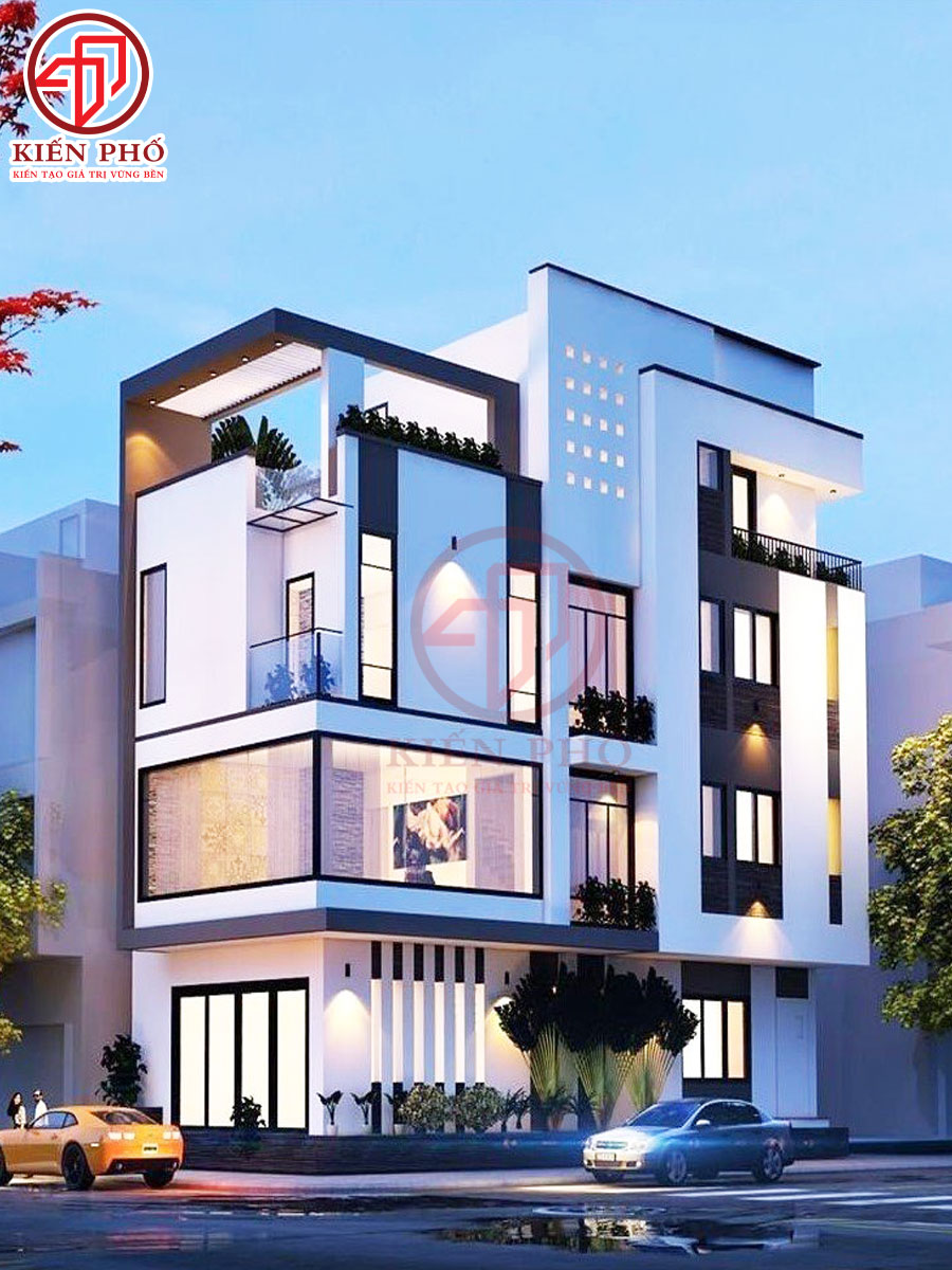 Mẫu thiết kế nhà phố 2 mặt tiền 1 trệt 2 lầu tum sân thượng diện tích 5x22m nhà anh Hùng ở Quận 3