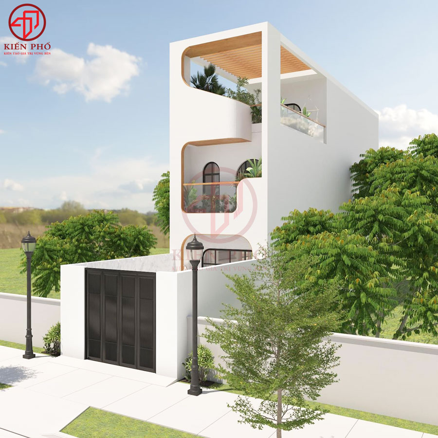 Mẫu thiết kế nhà phố 1 trệt 1 lầu tum sân thượng nhà anh Thanh Quận Tân Phú