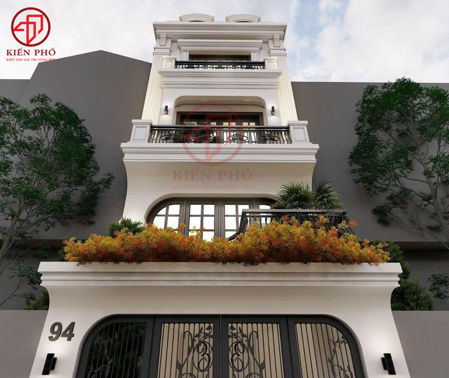 Mẫu thiết kế nhà phố tân cổ điển 1 trệt 1 lửng 2 lầu sân thượng nhà chú Hùng Quận 3