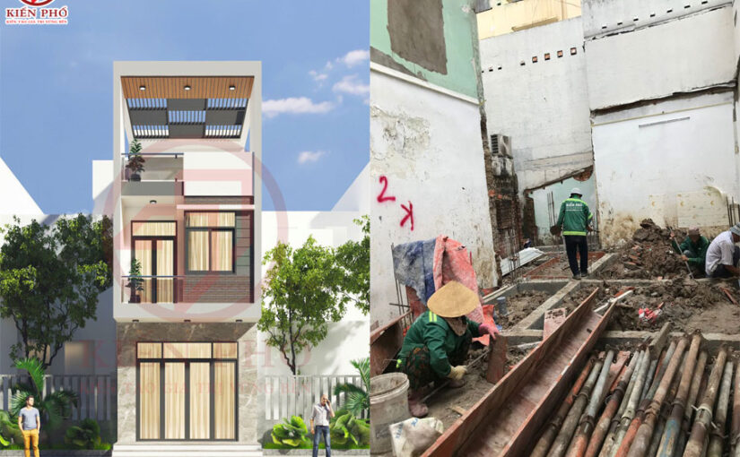 [ Đang thi công] Thi công xây dựng nhà phố 3 tầng nhà anh Long Quận Bình Thạnh